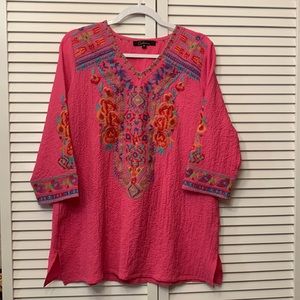 Calessa Embroidered Pink Blouse in size women’s Medium